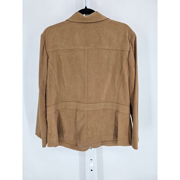 JM Collection Womens Sz 16 Faux Suede Button Up Shirt Jacket Shacket Beige - Picture 3 of 3